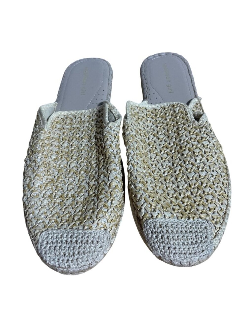 Madden Girl Womens Woven Raffia Mule Slide Shoes Size 9M Natural Beige Coastal